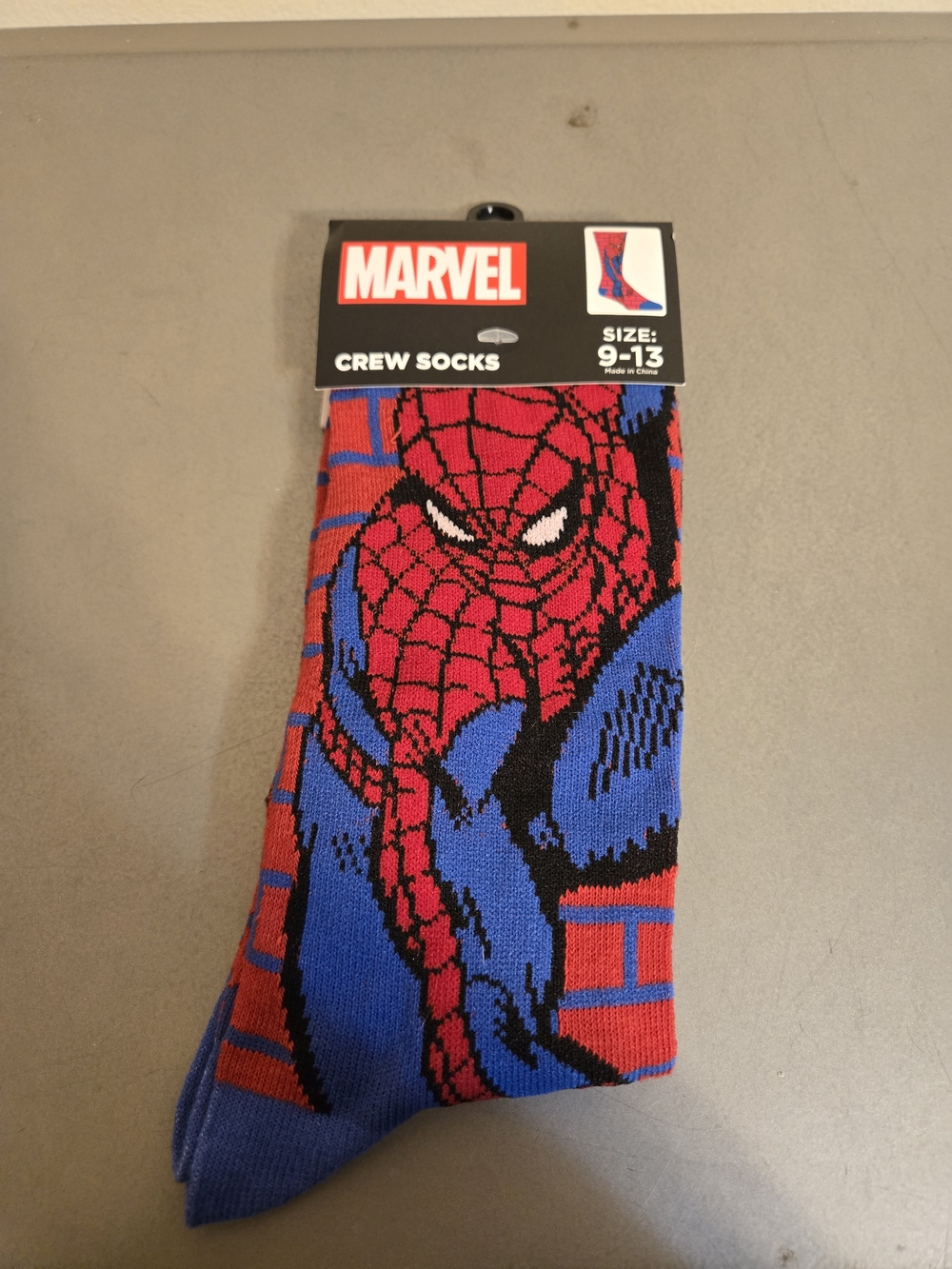 Marvel Spider-Man Crew Socks Size 9-13